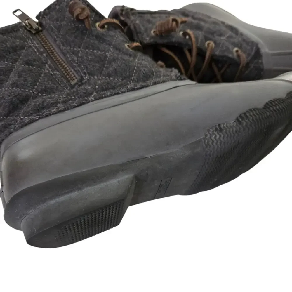 Sperry | Quilted Wool Leather Laces Saltwater Duck Boots Topsider Zipper Gray